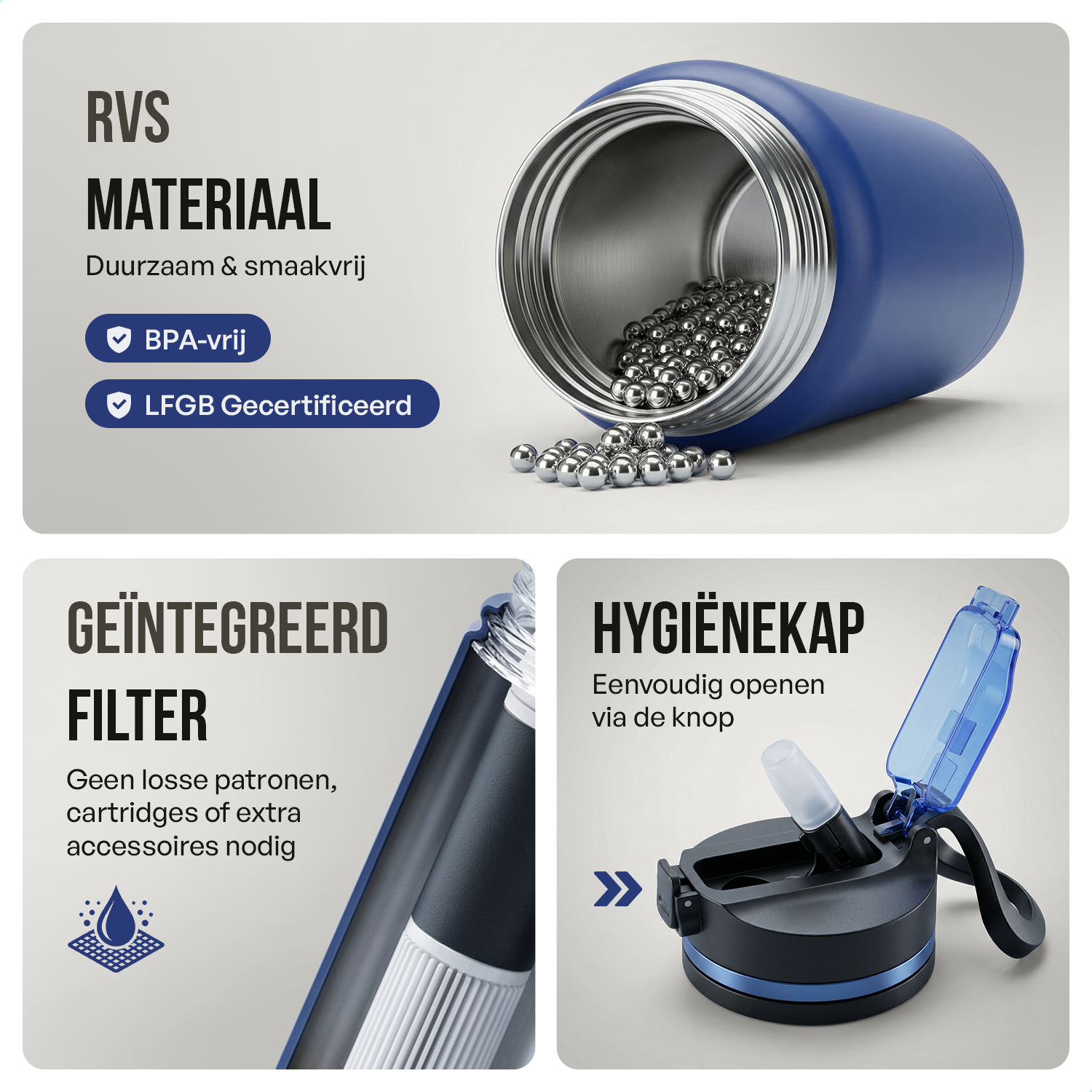 HYDRN Pro waterfles met filter | USP's